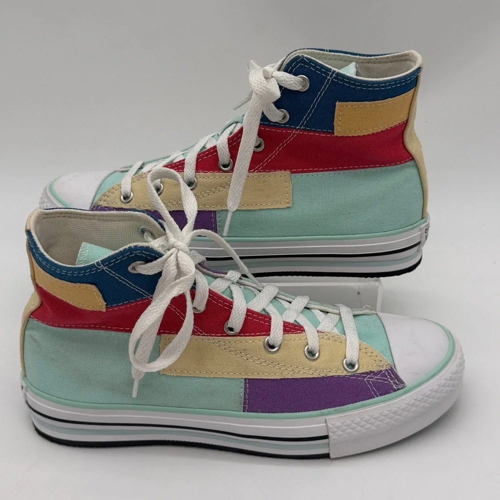 Converse Chuck Taylor All Star Lift Hi Sneaker-Patchwork Color Block Big Girl 7